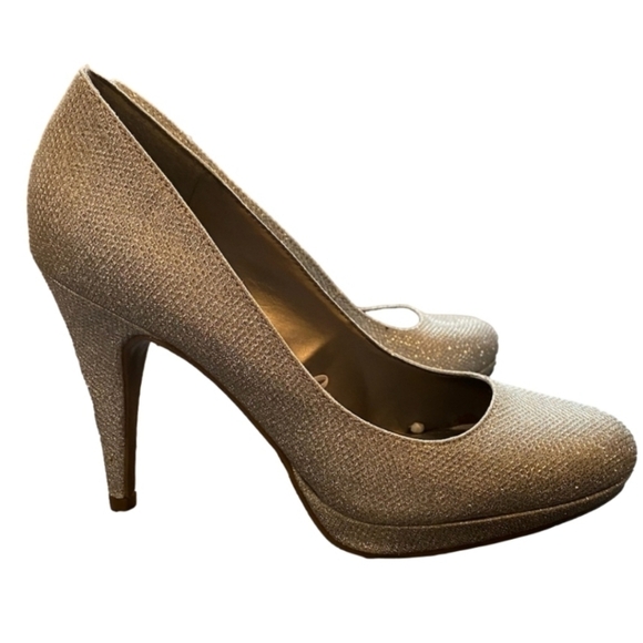 Size 9 3 inch Worthington sparkly heels closed toe pump prom formal - Picture 6 of 6